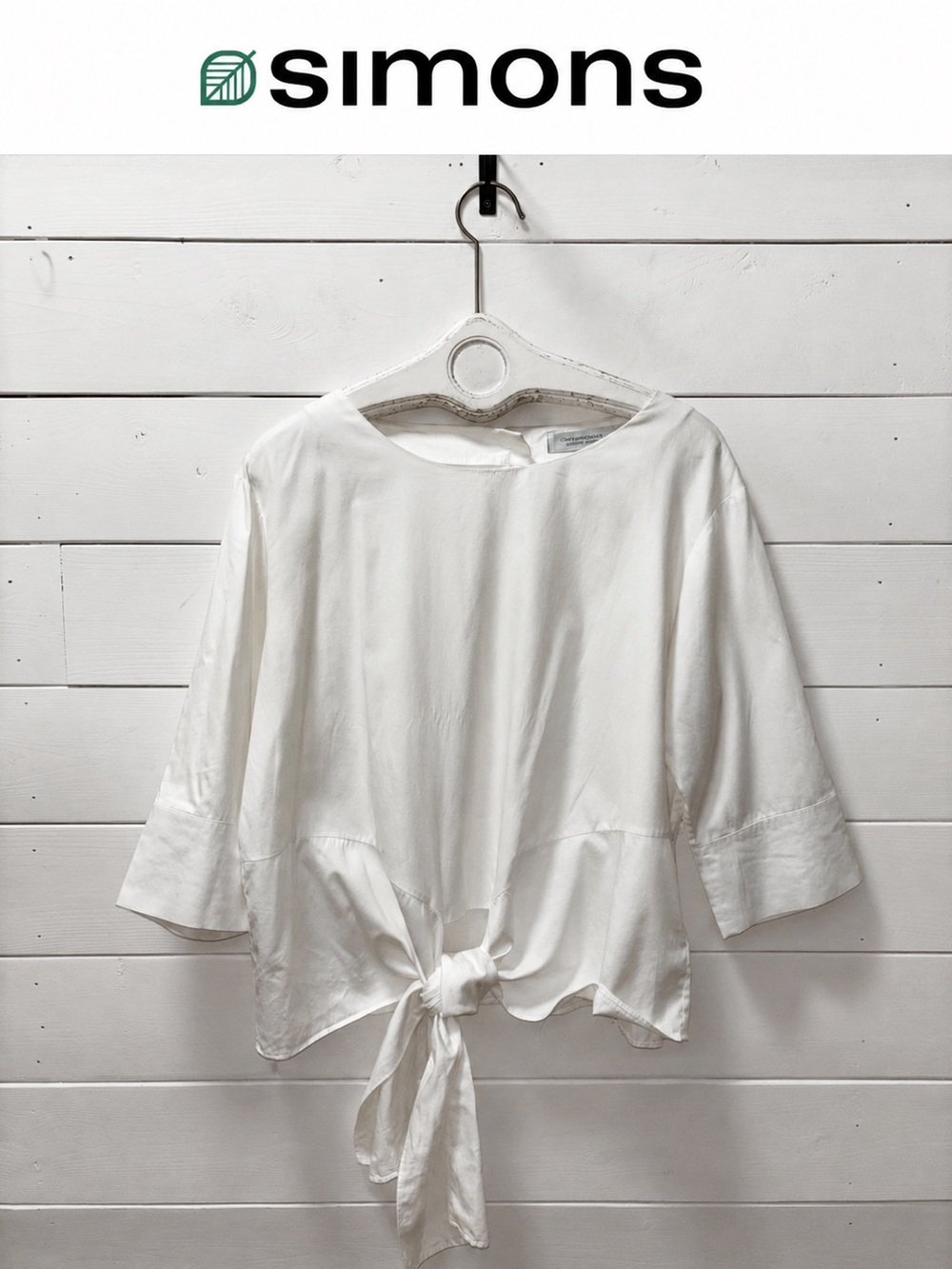 Contemporaine Simons Tie-Front Blouse – White – Size XL